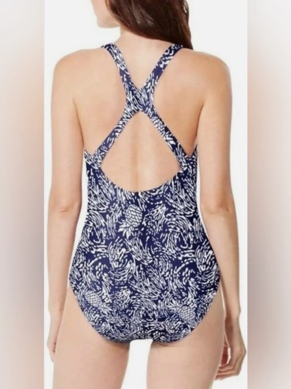 NWT Speedo Women's Ultraback Blue Pineapple One Piece Swimming Suit Size XXL